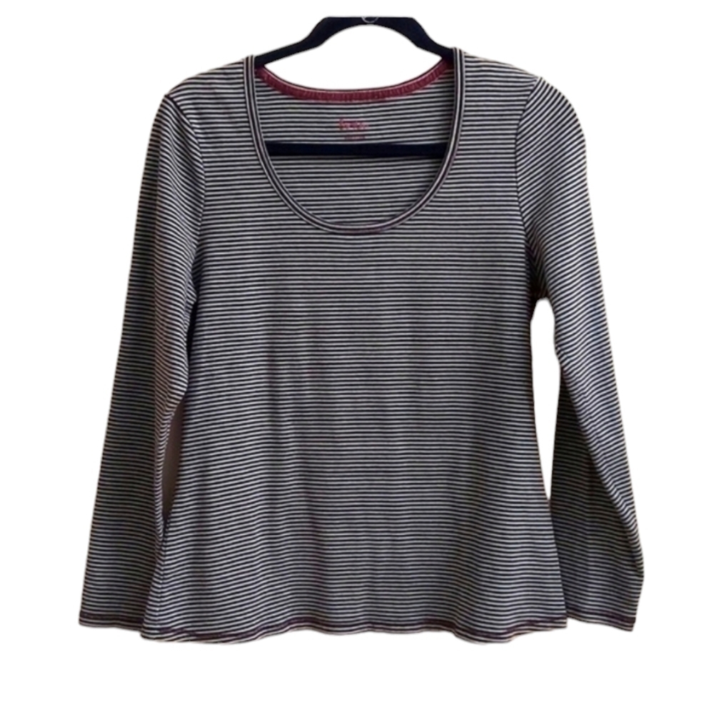 BODEN Striped Long Sleeve Round Scoop Neck Pullover Top M Horizontal Stripes